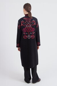 Boiled Wool Coat with Embroidery