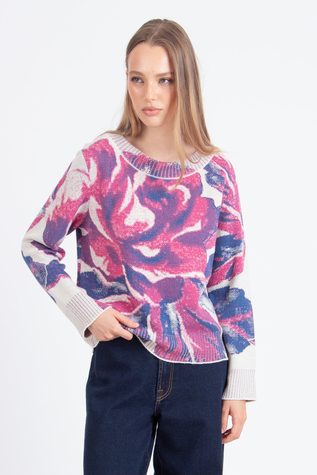 Pullover mit O-Ausschnitt, Furnishing Florals Muster