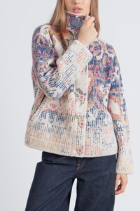 Jacquard Rollneck Jacket, Kilim Pattern