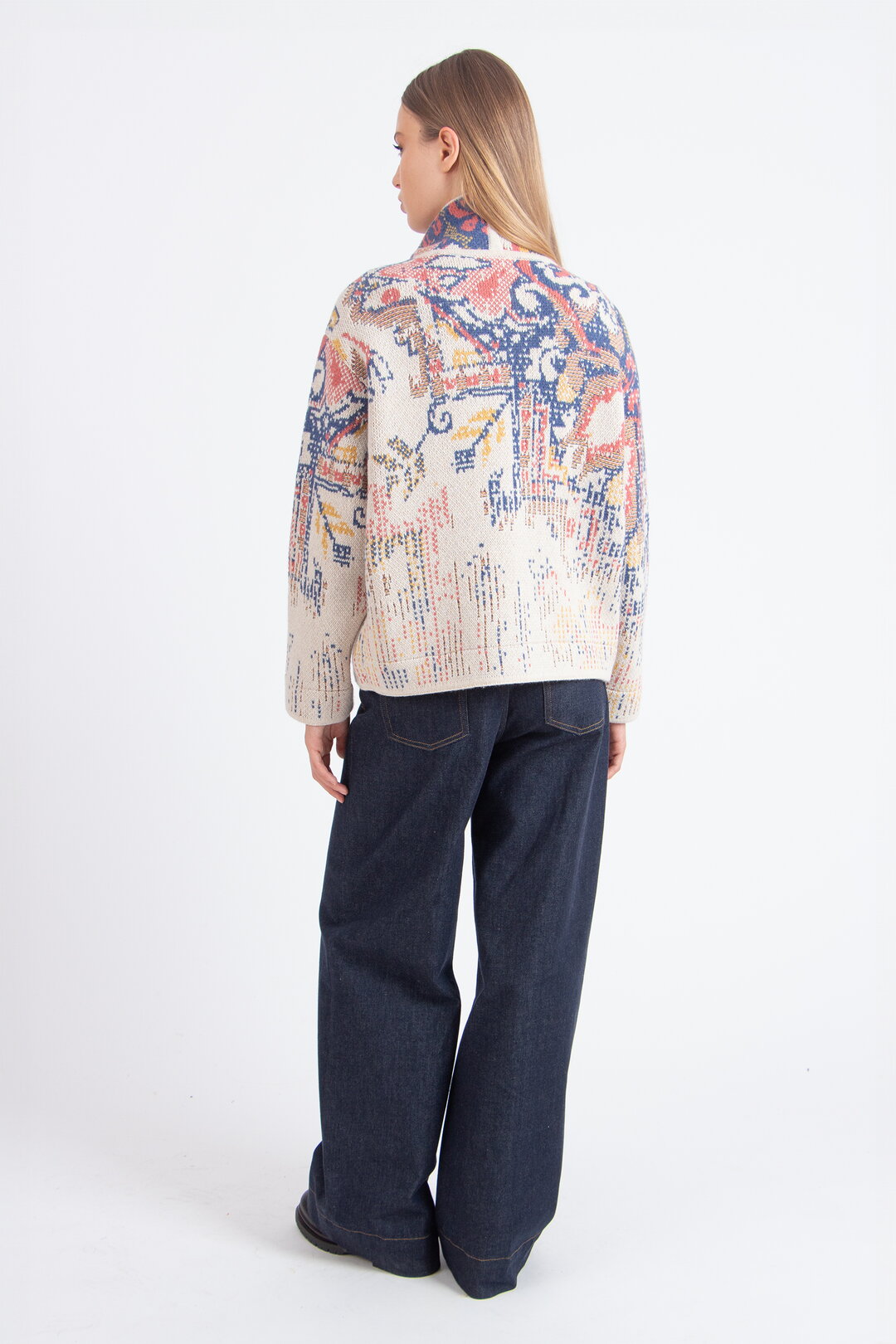 Jacquard Rollneck Jacket, Kilim Pattern