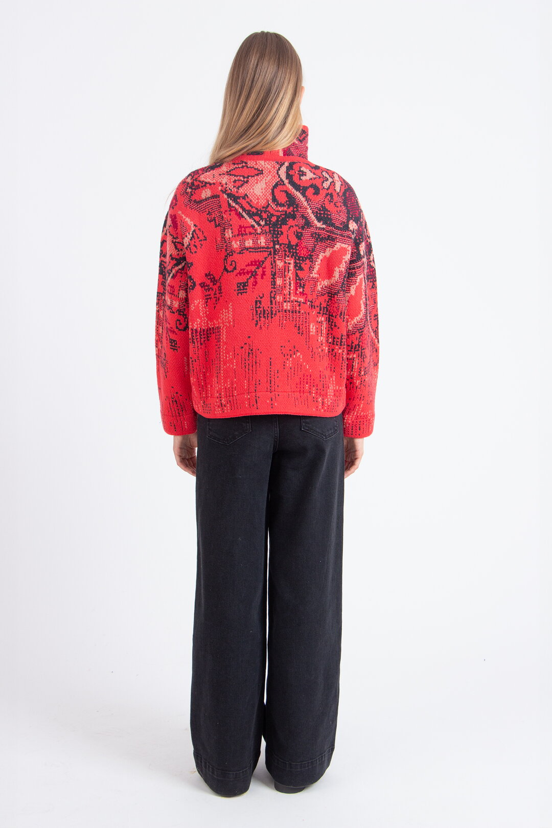 Jacquard Rollneck Jacket, Kilim Pattern
