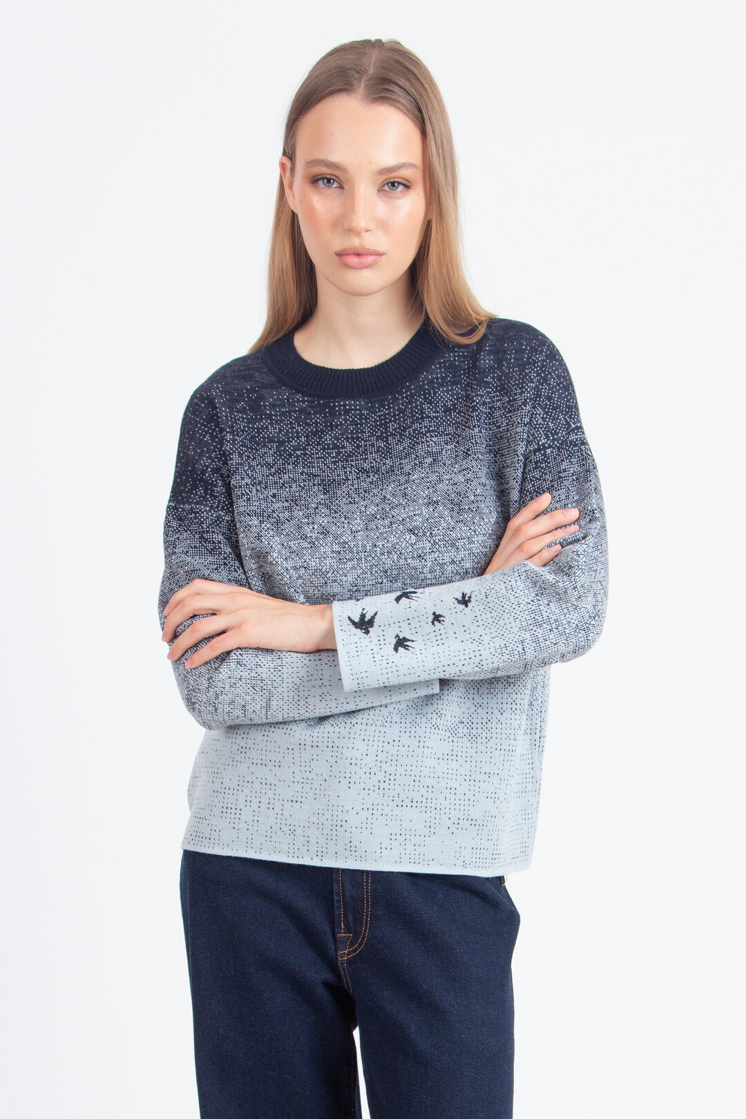 Jacquard-Pullover, Murmurationsmuster