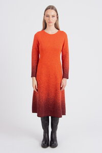 Langes Kleid mit U-Boot-Ausschnitt, Murmurationsmuster