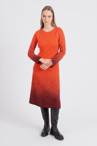 Langes Kleid mit U-Boot-Ausschnitt, Murmurationsmuster
