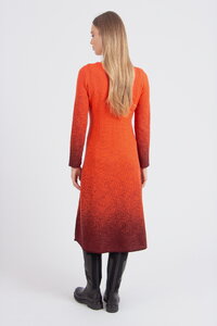 Langes Kleid mit U-Boot-Ausschnitt, Murmurationsmuster