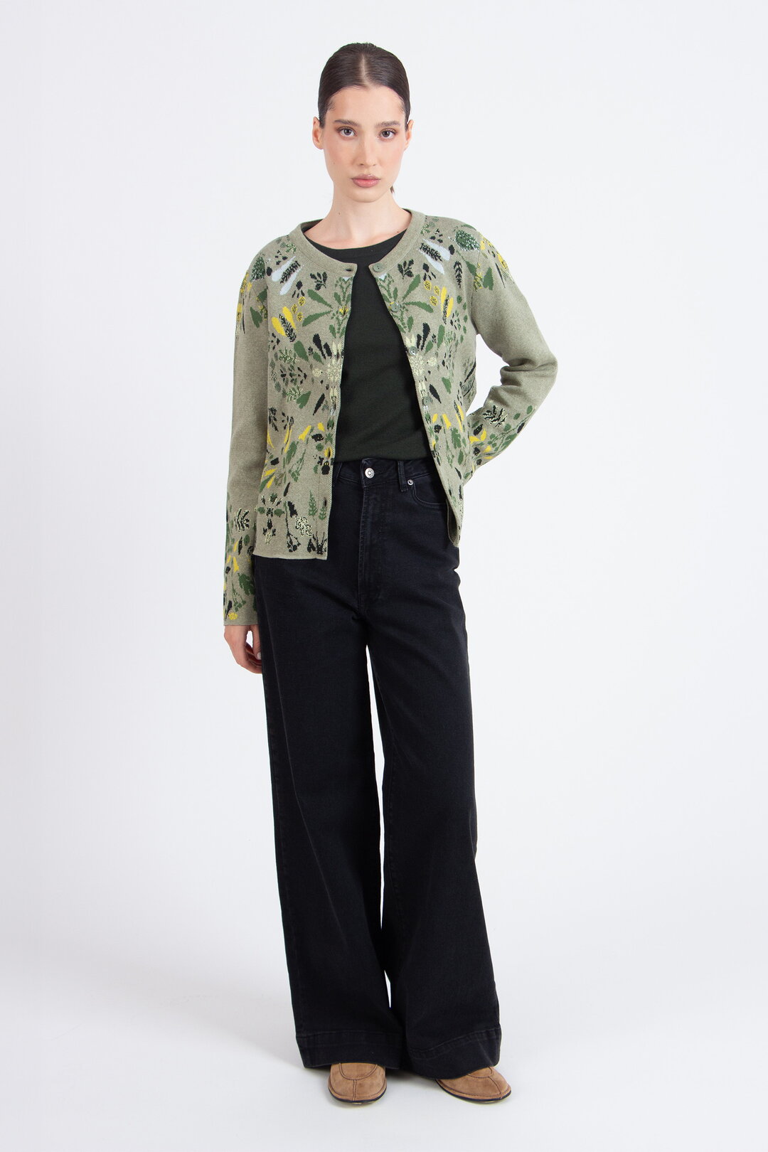 O-Neck Cardigan, Plantopia Pattern
