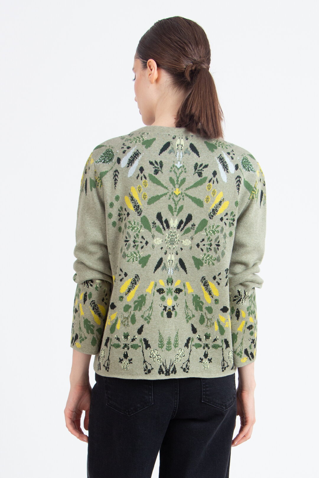 O-Neck Cardigan, Plantopia Pattern