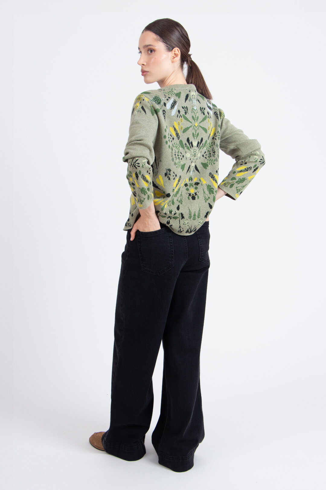 O-Neck Cardigan, Plantopia Pattern