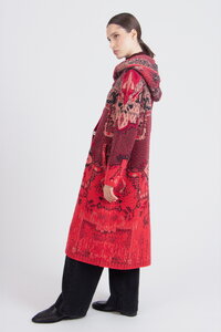 Jacquard-Mantel mit Kapuze, Kelim Muster