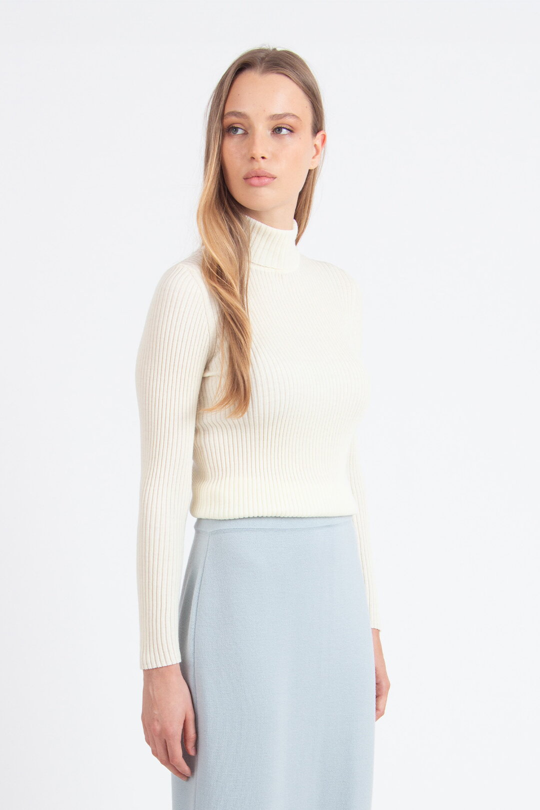 Gerippter Rollkragenpullover