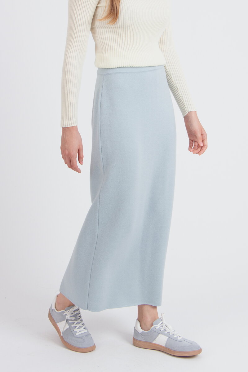 Solid Slip Midi Skirt with Slits