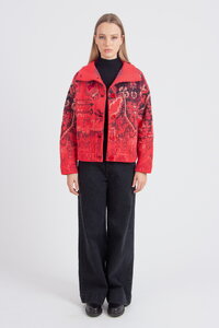 Jacquard Rollneck Jacket, Kilim Pattern