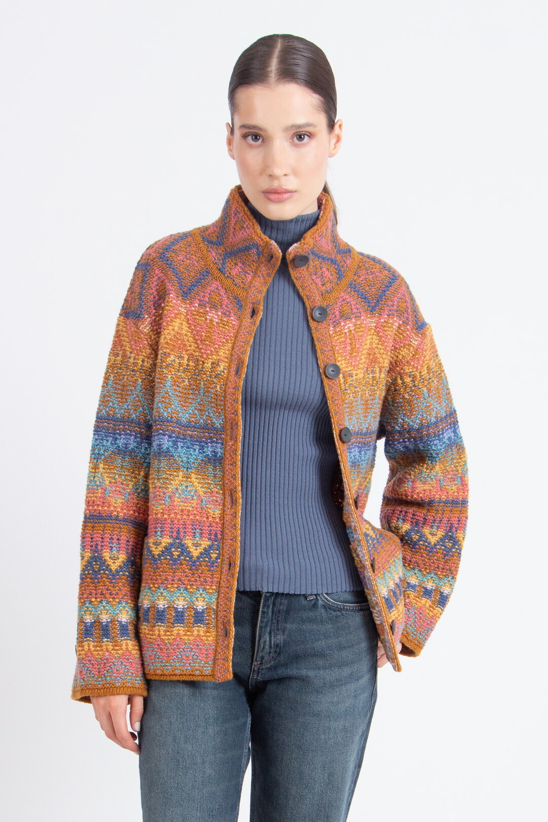 Jacquard-Rollkragenjacke, Re-Dandy Muster