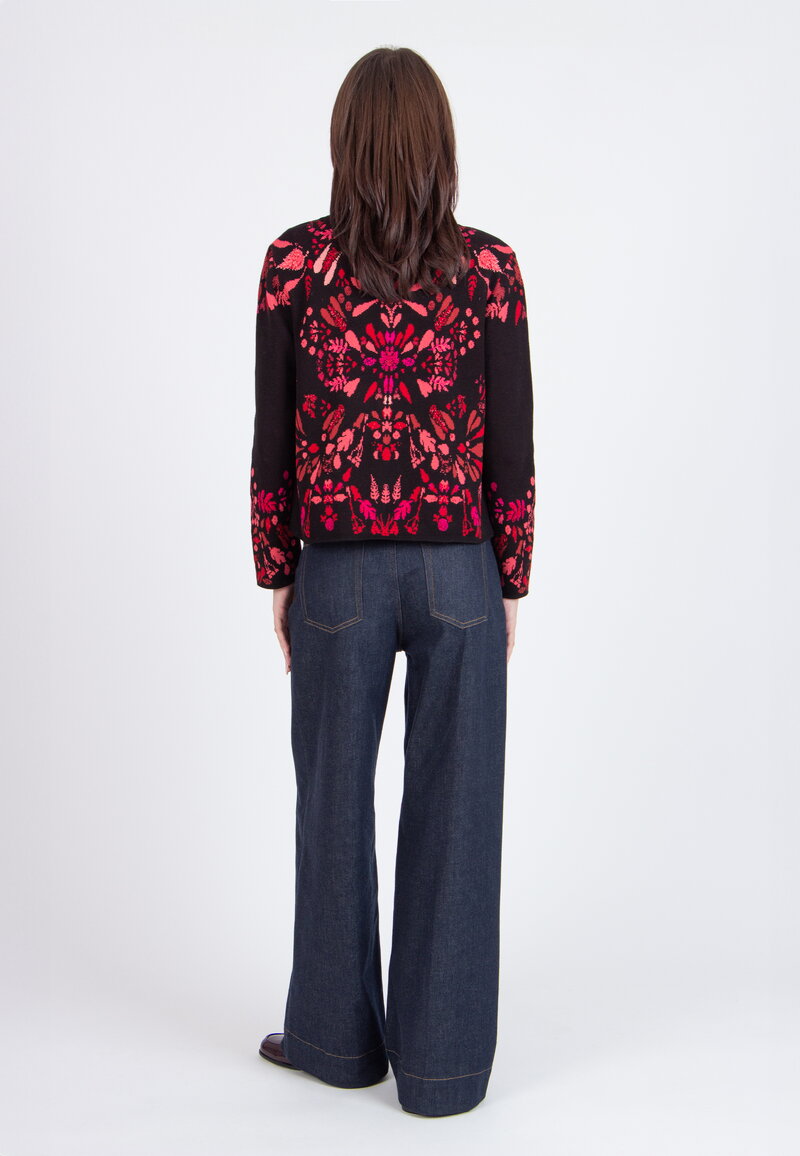 O-Neck Cardigan, Plantopia Pattern - chocolate black - Cardigans