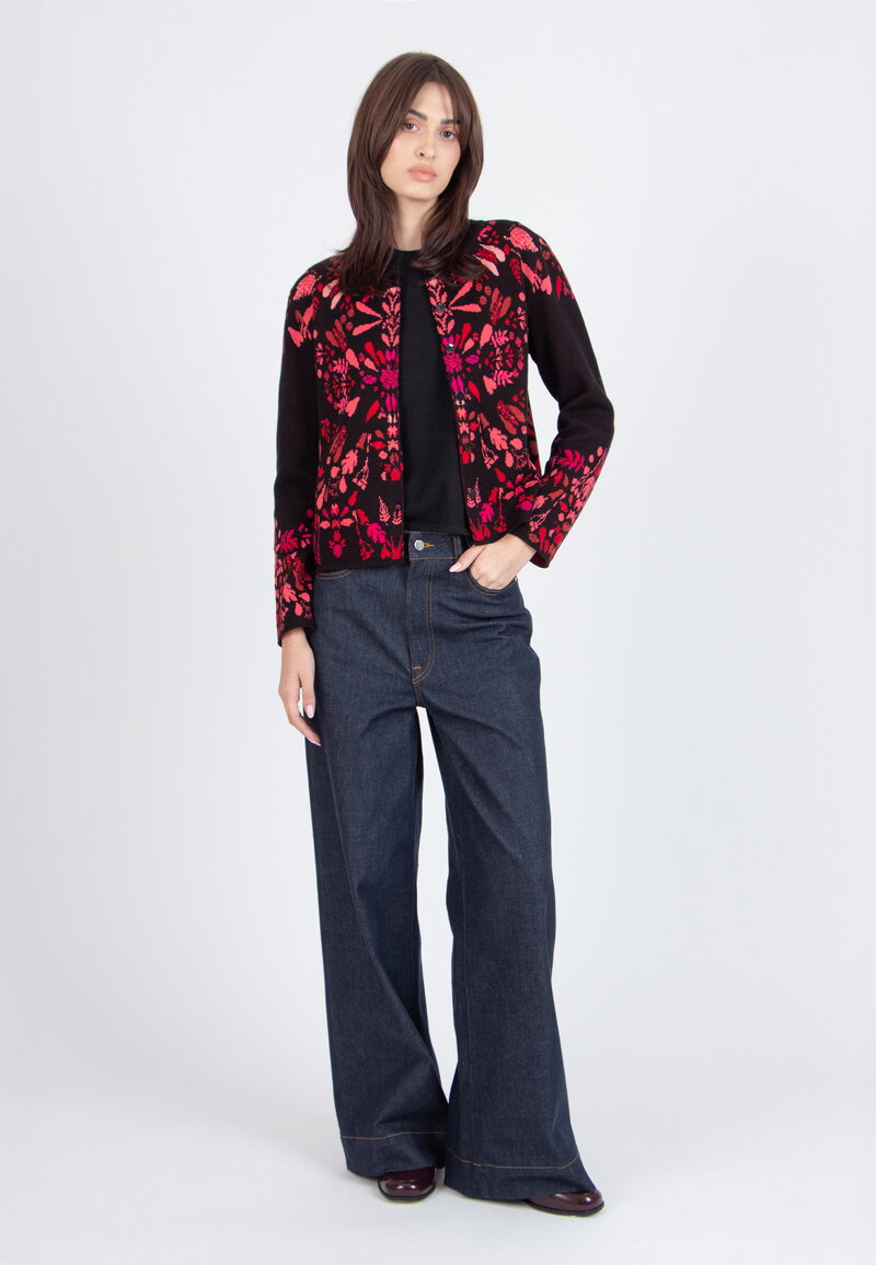 O-Neck Cardigan, Plantopia Pattern - chocolate black - Cardigans