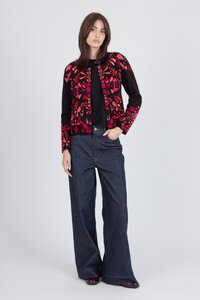 O-Neck Cardigan, Plantopia Pattern - chocolate black - Cardigans