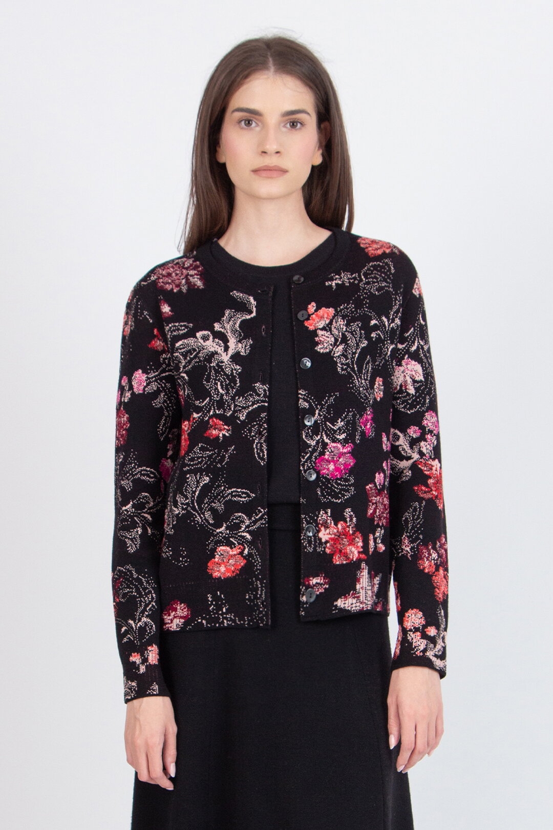 Jacquard-Strickjacke, Furnishing Florals Muster