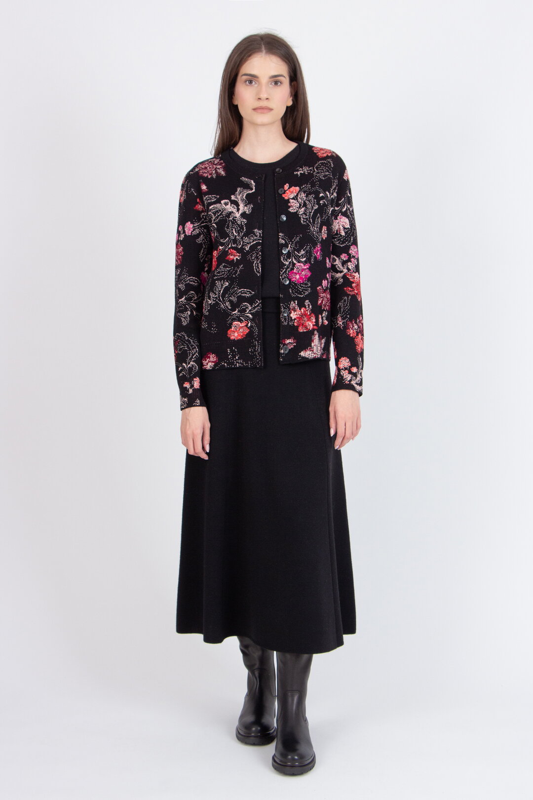 Jacquard-Strickjacke, Furnishing Florals Muster