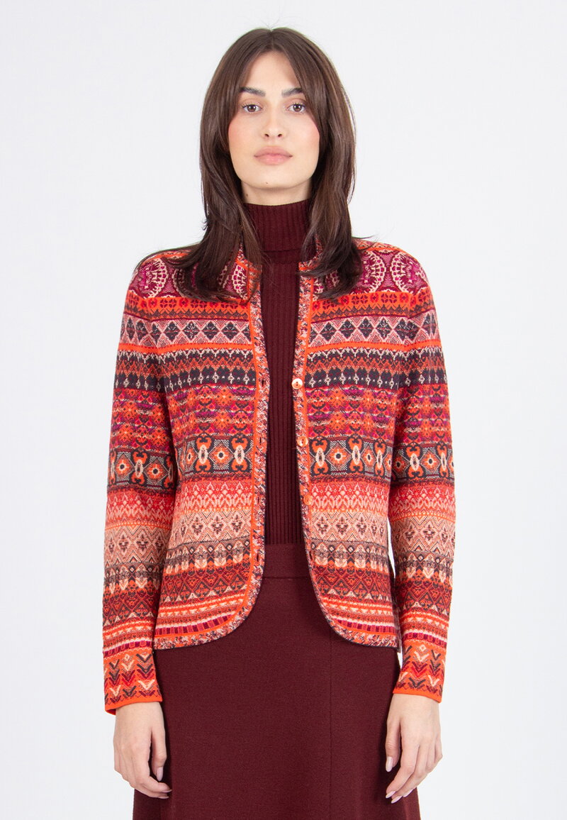 Jacquard Jacket, Re-Dandy Pattern - Cinnabar - Knitted Jackets