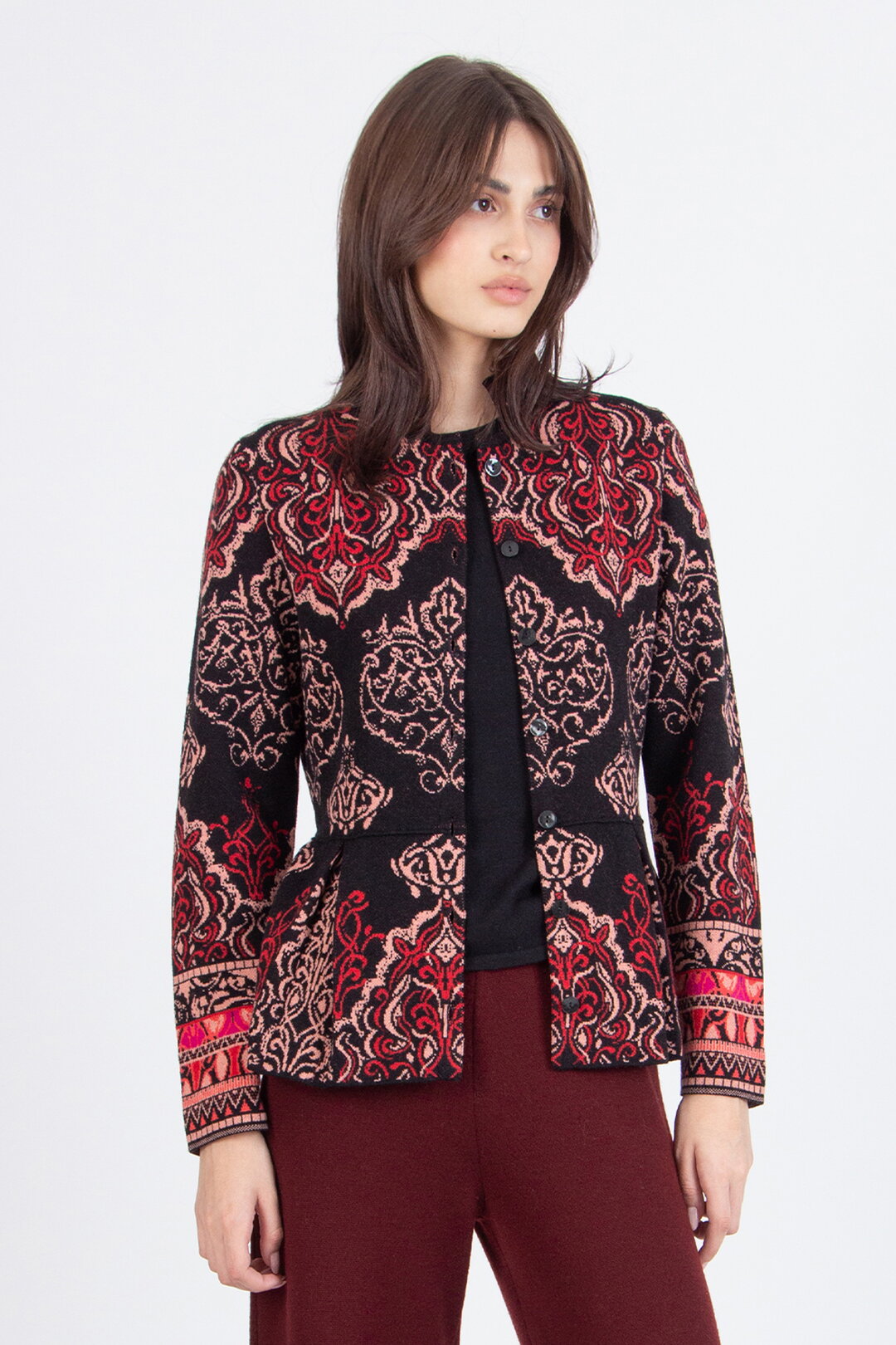 Jacquard Cardigan, Ornament Pattern