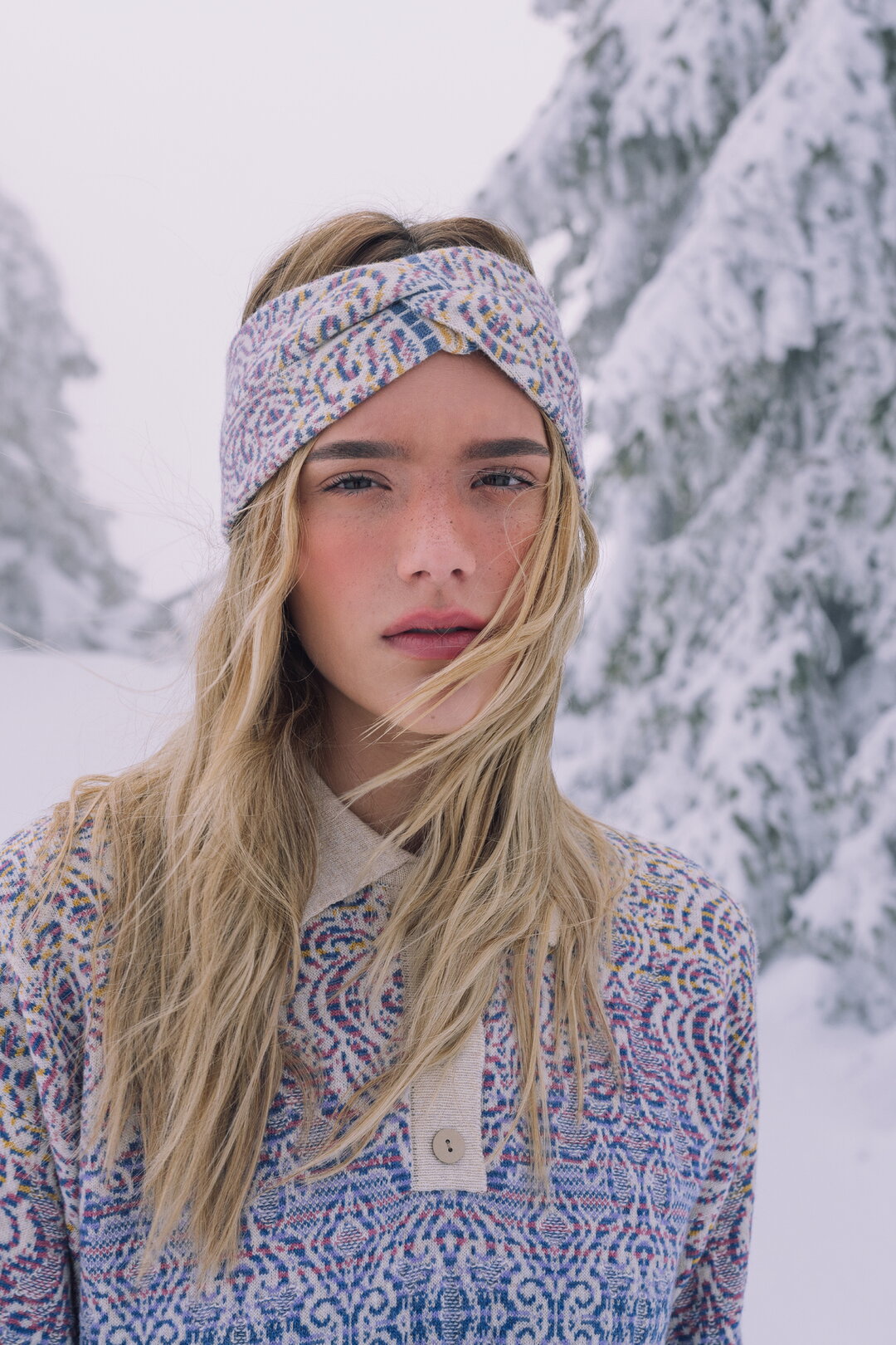 Pullover with Collar, Ornament Pattern