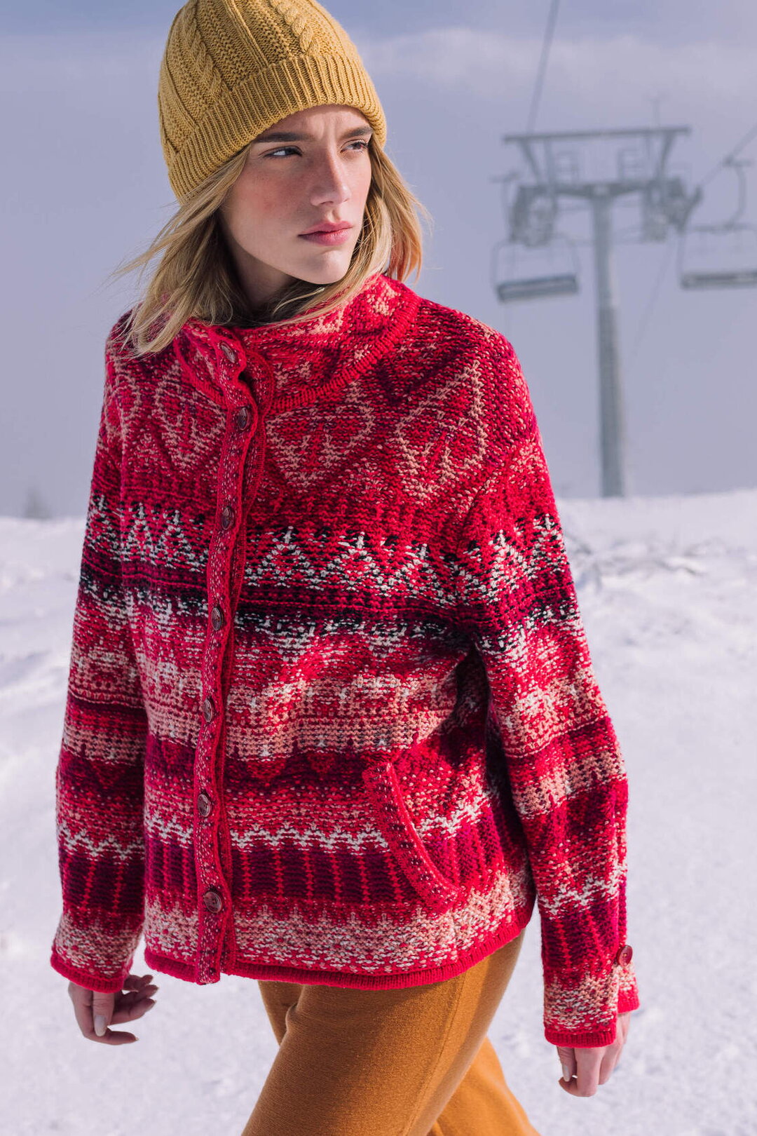 Jacquard Rollneck Jacket, Re-Dandy Pattern