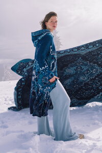 Jacquard Coat with Hoodie, Kilim Pattern