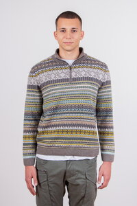 Fair-Isle-Herrenpullover mit Reißverschluss