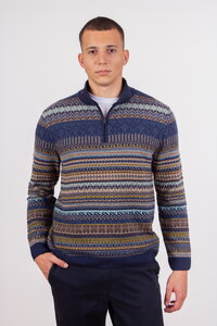 Fair-Isle-Herrenpullover mit Reißverschluss