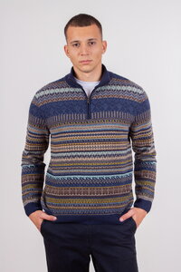 Fair-Isle-Herrenpullover mit Reißverschluss