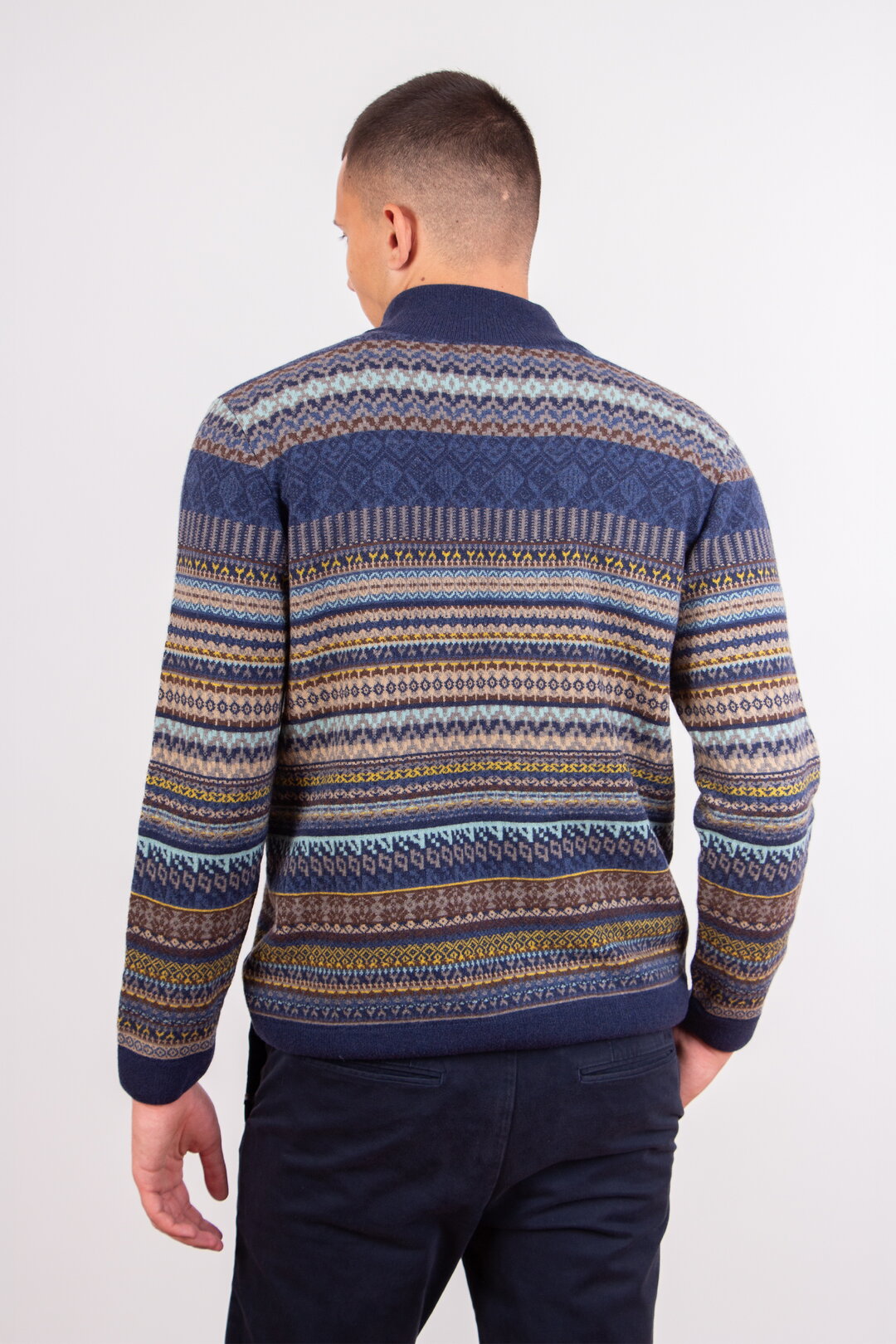 Fair-Isle-Herrenpullover mit Reißverschluss
