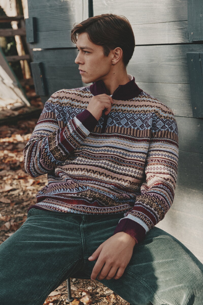 Fair Isle Muški Zip-Up Džemper