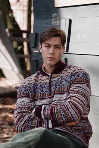 Fair-Isle-Herrenpullover mit Reißverschluss