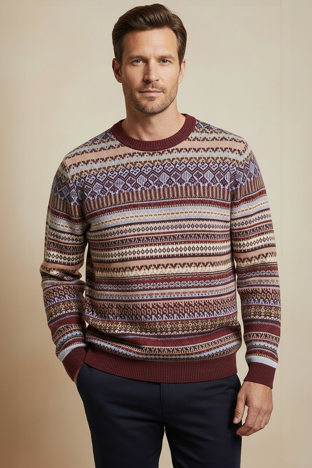 Herrenpullover im Fair-Isle-Muster