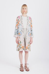 Jacquard Coatigan, Floral Pattern