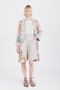 Jacquard Coatigan, Floral Pattern