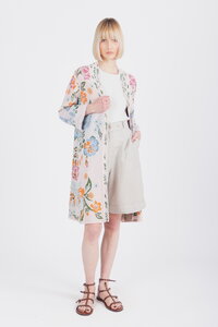 Jacquard Coatigan, Floral Pattern