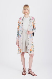 Jacquard Coatigan, Floral Pattern