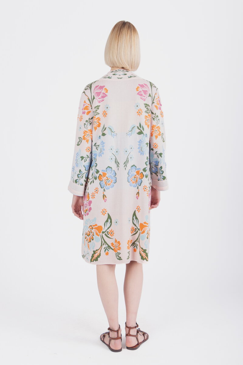 Jacquard Coatigan, Floral Pattern