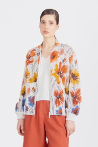 Žakardna Bomber Jakna, Cvetni Motiv