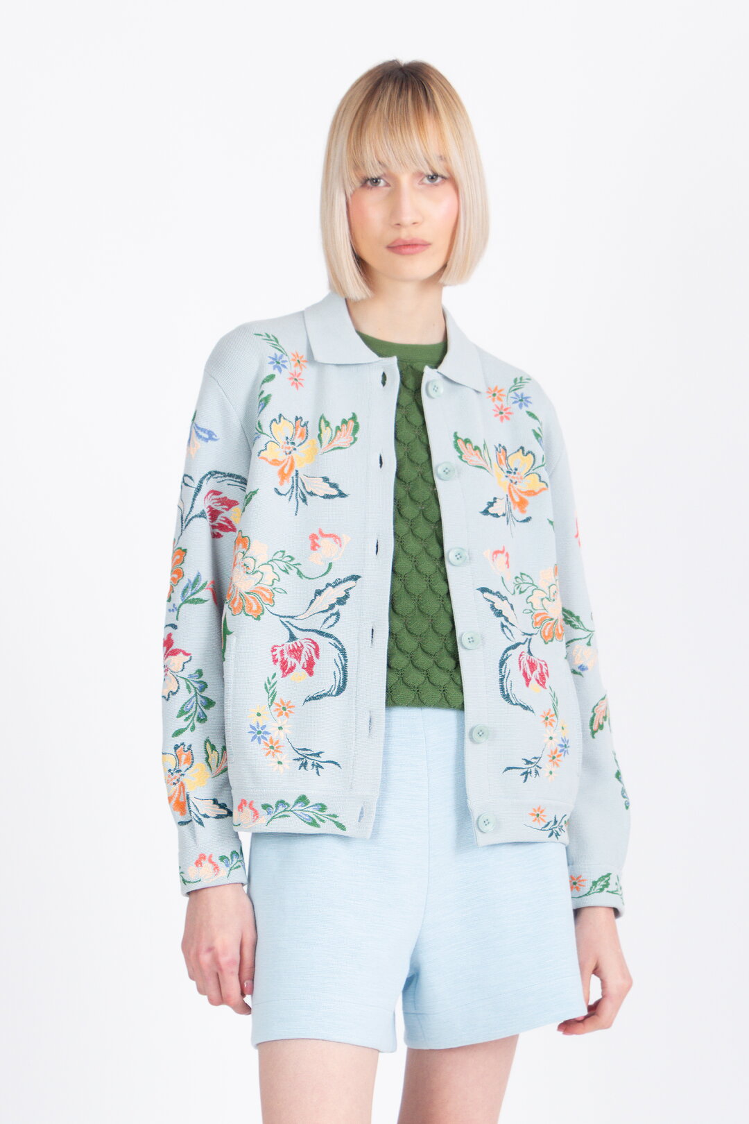 Jacket with Embroidery, Floral Pattern