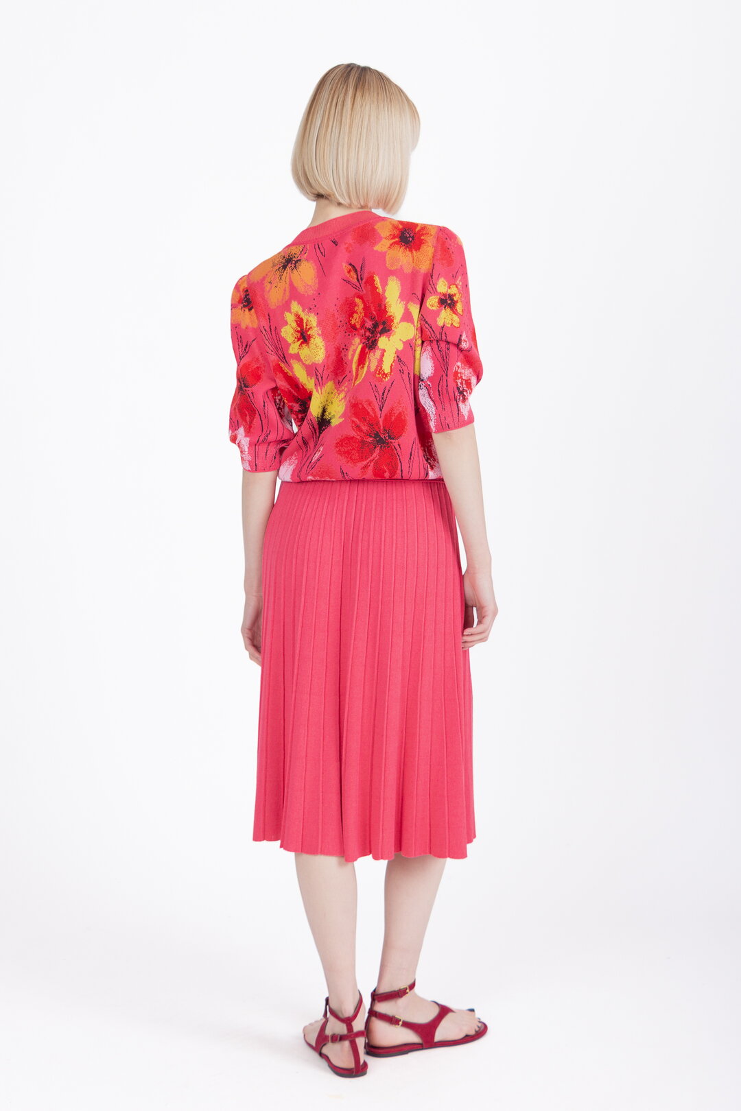 Kurzärmeliger Cardigan, Floralmuster