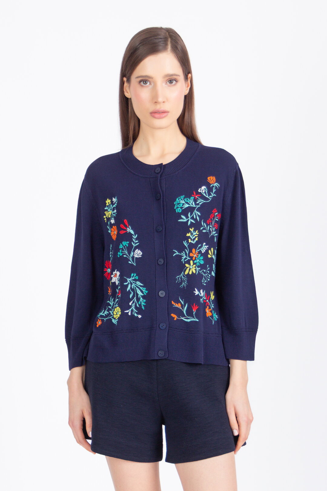 Embroidered Cardigan, Floral Pattern