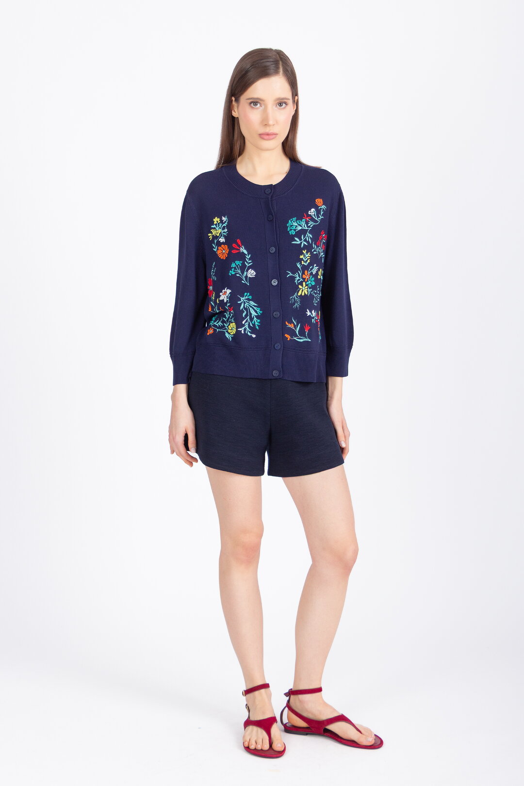 Embroidered Cardigan, Floral Pattern