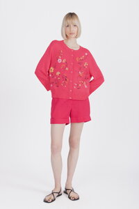Bestickter Cardigan, Floralmuster