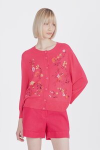 Bestickter Cardigan, Floralmuster