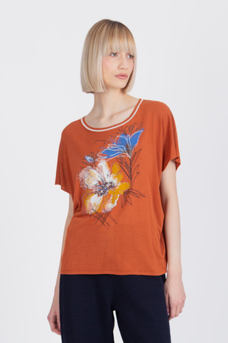 Pullover O-Neck, Floral Pattern