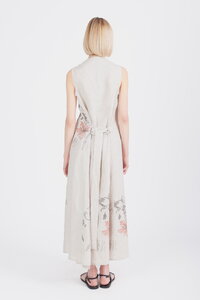 Linen Dress with Embroidery, Floral Pattern
