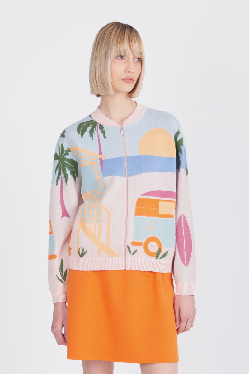 Jacquard Bomber Jacket, Urban Fun Pattern