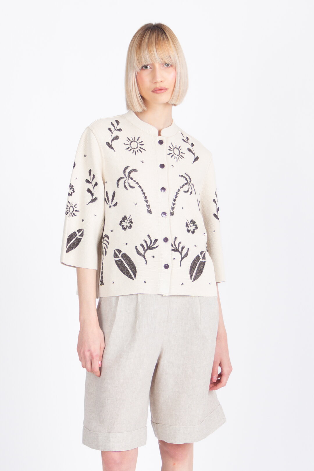 Jacket with Embroidery, Urban Botanic Pattern